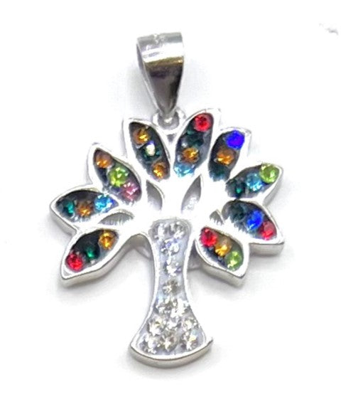 Sterling Silver Colored Tree of Life Pendant